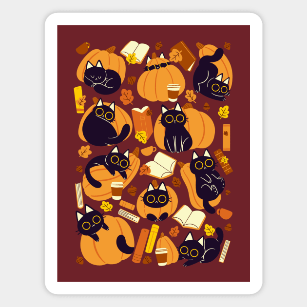 Cats, Pumpkins and Books Magnet by TaylorRoss1